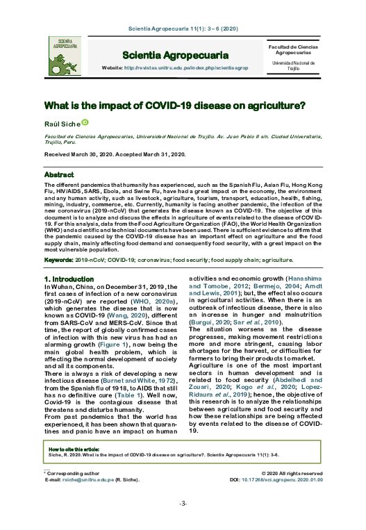 (PDF) What is the impact of COVID-19 disease on agriculture?