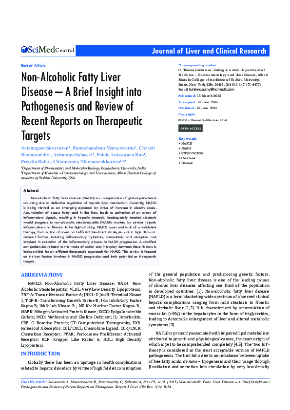 (PDF) Non-Alcoholic Fatty Liver Disease – A Brief Insight into ...
