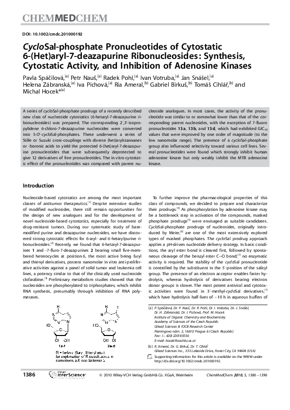 (PDF) CycloSal-phosphate Pronucleotides of Cytostatic 6-(Het)aryl-7 ...