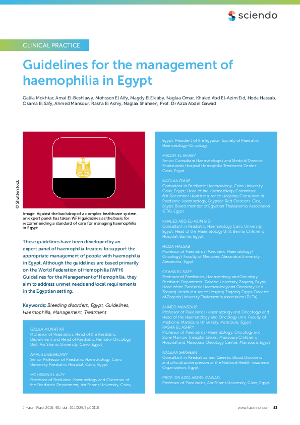 (PDF) Guidelines for the management of haemophilia in Egypt Galila