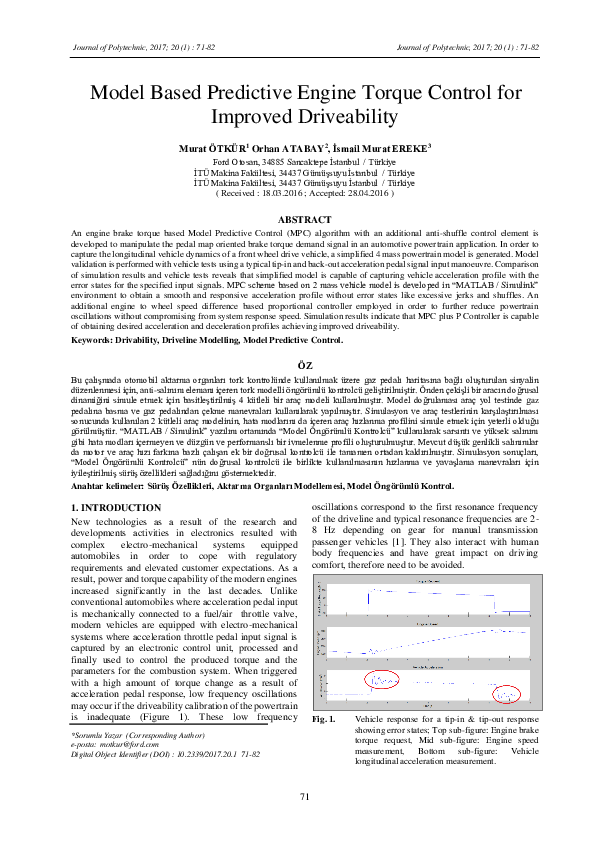 (PDF) Model Based Predictive Engine Torque Control for Improved ...