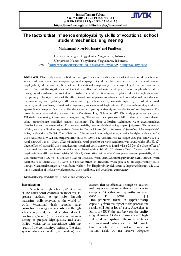 (PDF) The factors that influence employability skills of vocational ...