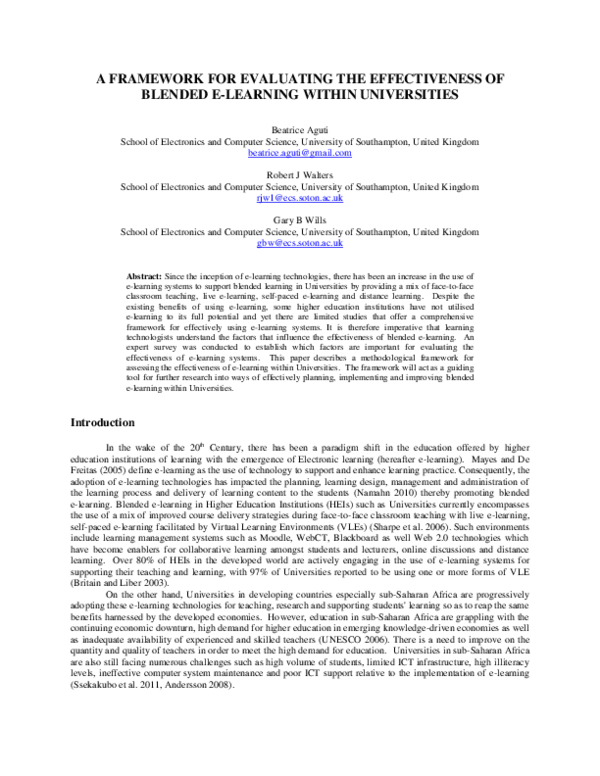 (PDF) A Framework for Evaluating the Effectiveness of Blended E ...