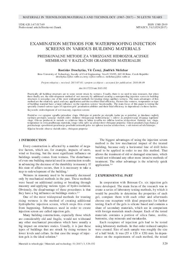 (PDF) Examination methods for waterproofing injection screens in ...