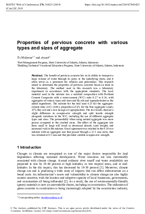 (PDF) Properties of pervious concrete with various types and sizes of ...