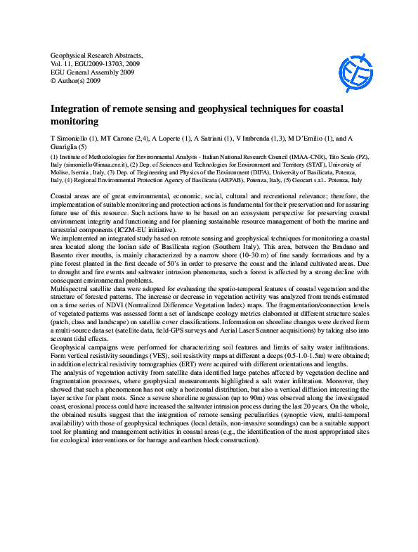 (PDF) Integration of remote sensing and geophysical techniques for ...