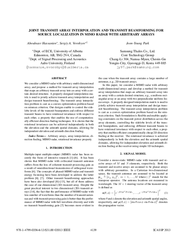 (PDF) Joint transmit array interpolation and transmit beamforming for ...