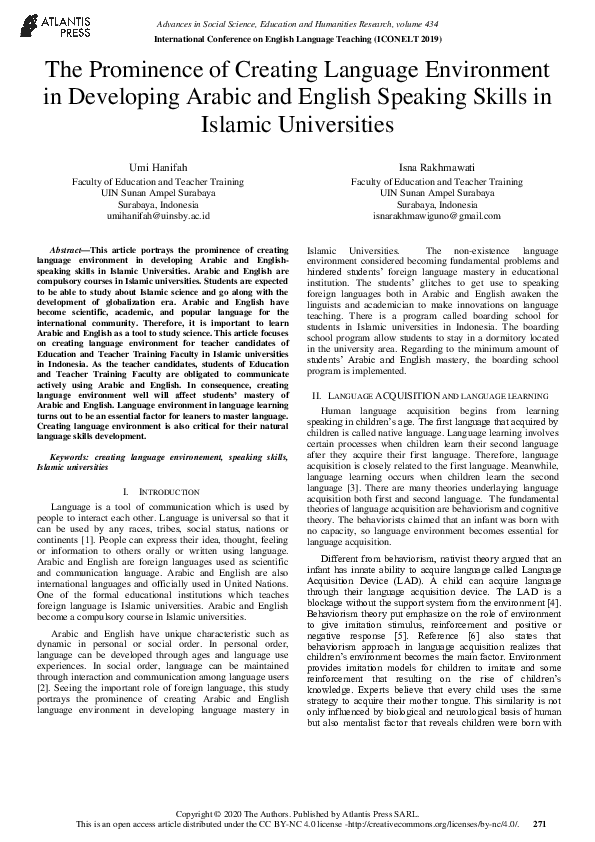 (PDF) The Prominence of Creating Language Environment in Developing ...