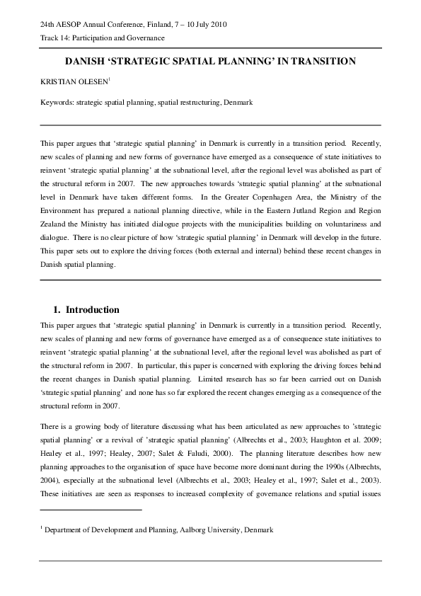 (PDF) Danish 'Strategic Spatial Planning' in Transition