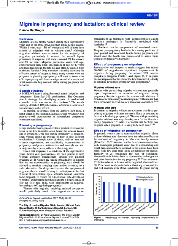 (PDF) Migraine in pregnancy and lactation: a clinical review