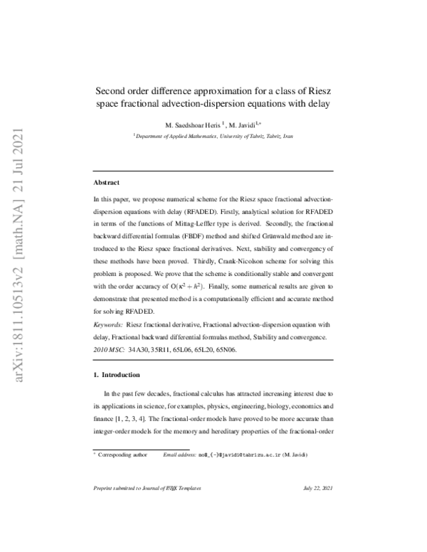 (PDF) Second order difference approximation for a class of Riesz space ...