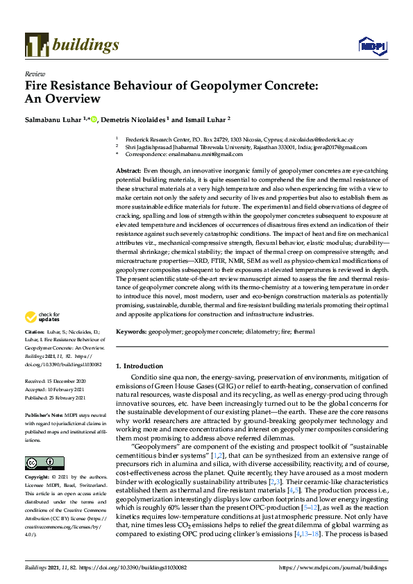 (PDF) Fire Resistance Behaviour of Geopolymer Concrete: An Overview