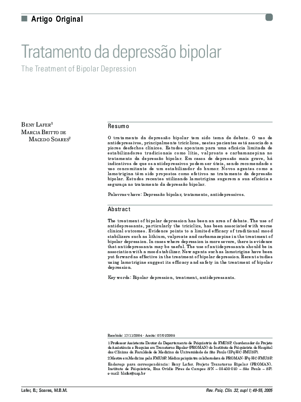 (PDF) Treatment of Bipolar Depression