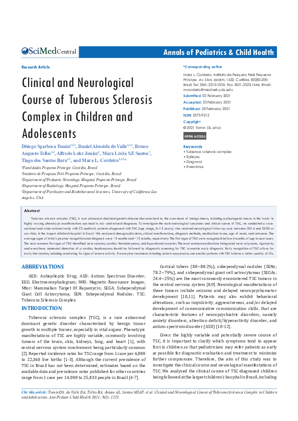 (PDF) Clinical and Neurological Course of Tuberous Sclerosis Complex in ...