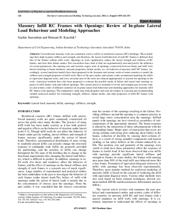 (PDF) Masonry infill RC frames with openings: review of in-plane ...