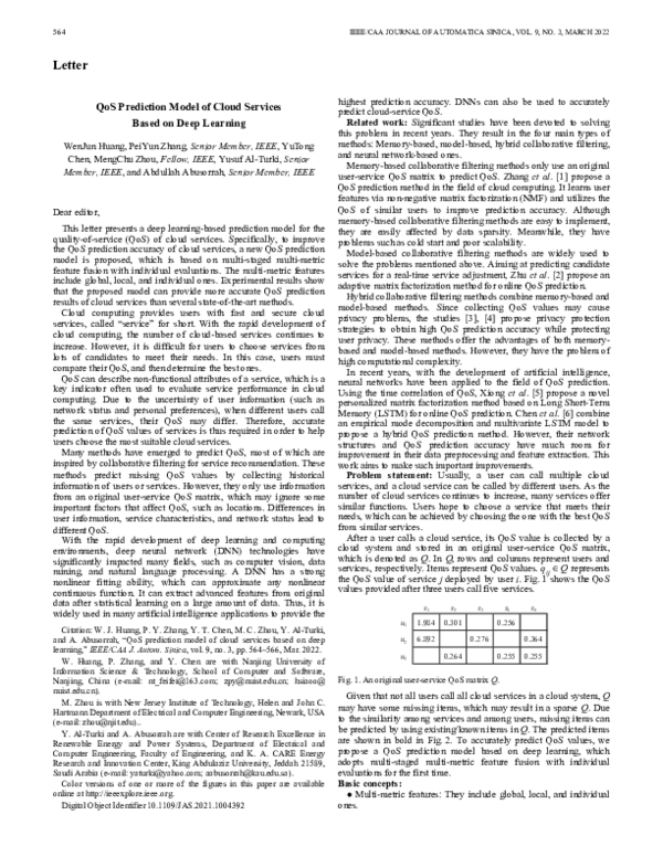 (PDF) QoS Prediction Model of Cloud Services Based on Deep Learning