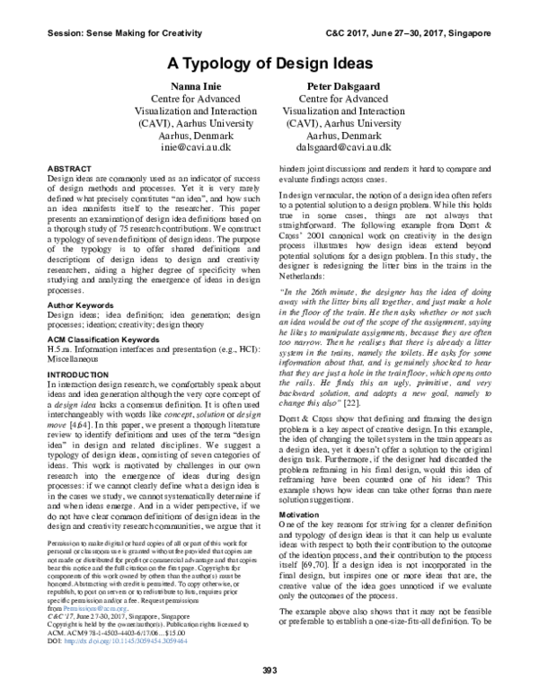 (PDF) A Typology of Design Ideas