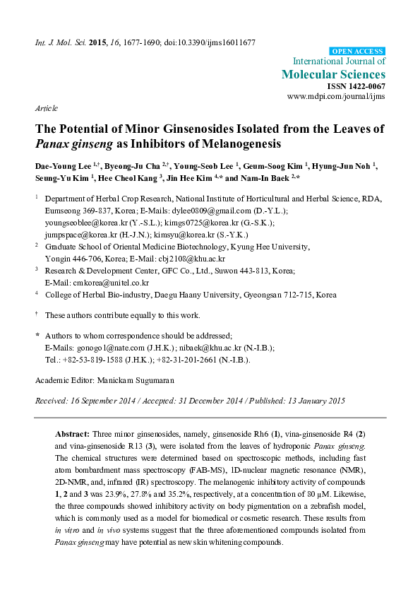 (PDF) The Potential of Minor Ginsenosides Isolated from the Leaves of ...