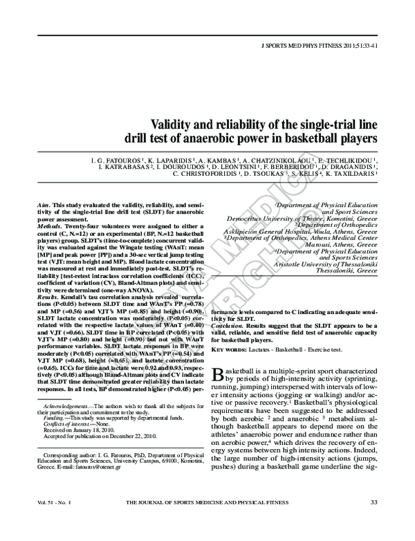 (PDF) Validity and reliability of the single-trial line drill test of ...