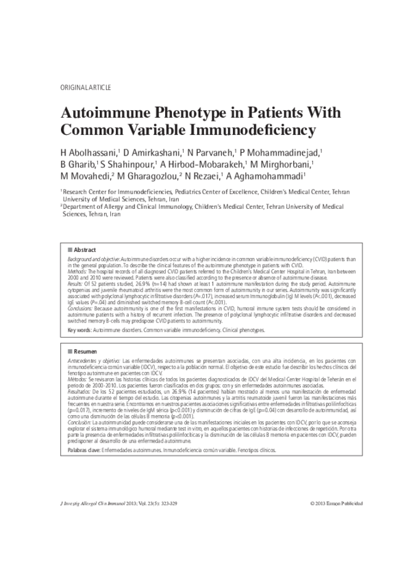 (PDF) Autoimmune phenotype in patients with common variable ...