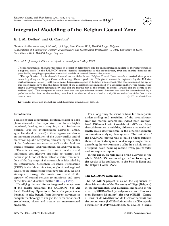 (PDF) Integrated Modelling of the Belgian Coastal Zone