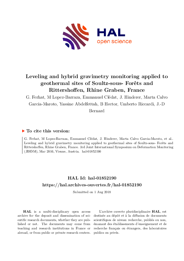 (PDF) Leveling and hybrid gravimetry monitoring applied to geothermal ...