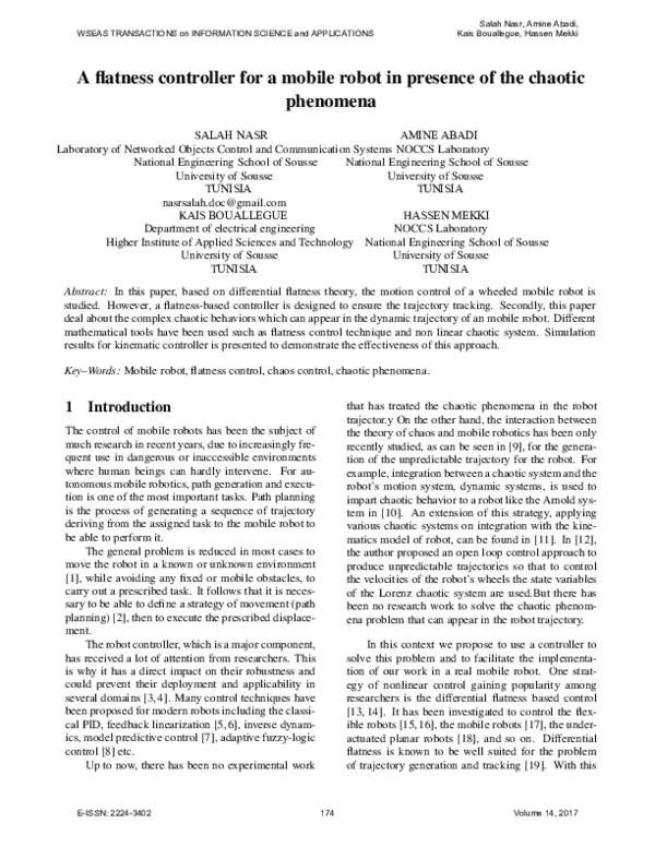 (PDF) A Flatness Controller for a Mobile Robot in Presence of the ...