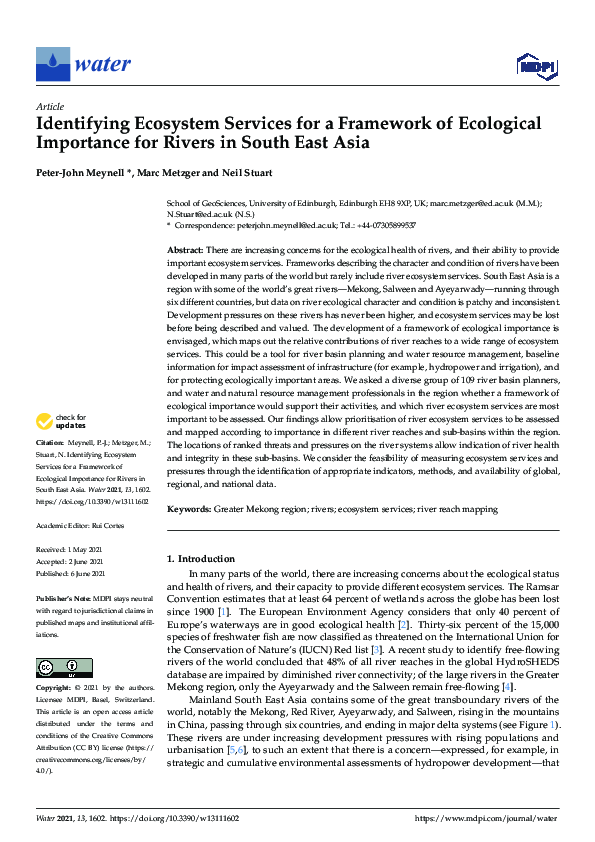 (PDF) Identifying Ecosystem Services for a Framework of Ecological ...