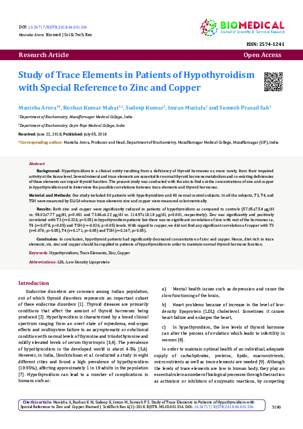 (PDF) Study of Trace Elements in Patients of Hypothyroidism with ...