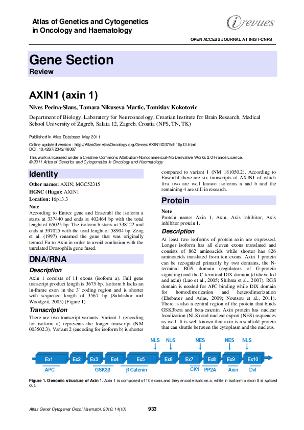 (PDF) AXIN1 (axin 1)