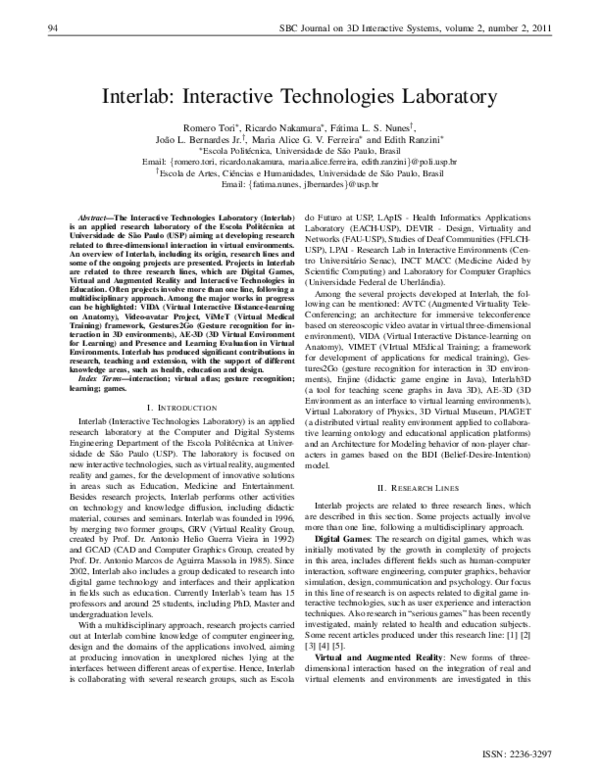 (PDF) Interlab: interactive technologies laboratory