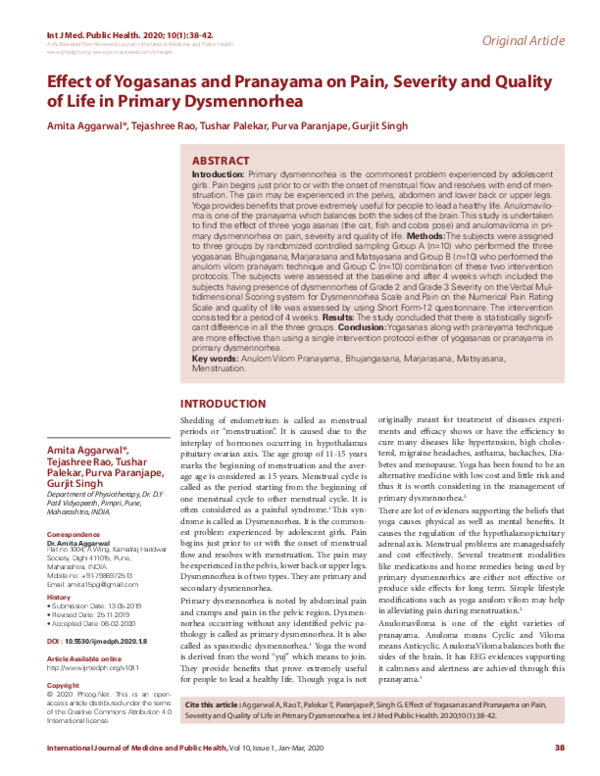 (PDF) Effect of Yogasanas and Pranayama on Pain, Severity and Quality ...