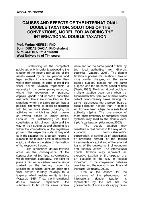 (PDF) Causes and effects of the international double taxation ...