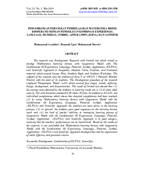 (PDF) Pengembangan Perangkat Pembelajaran Matematika Model Kooperatif ...