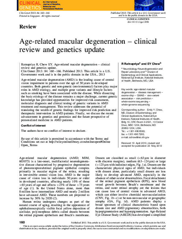 (PDF) Age-related macular degeneration-clinical review and genetics update