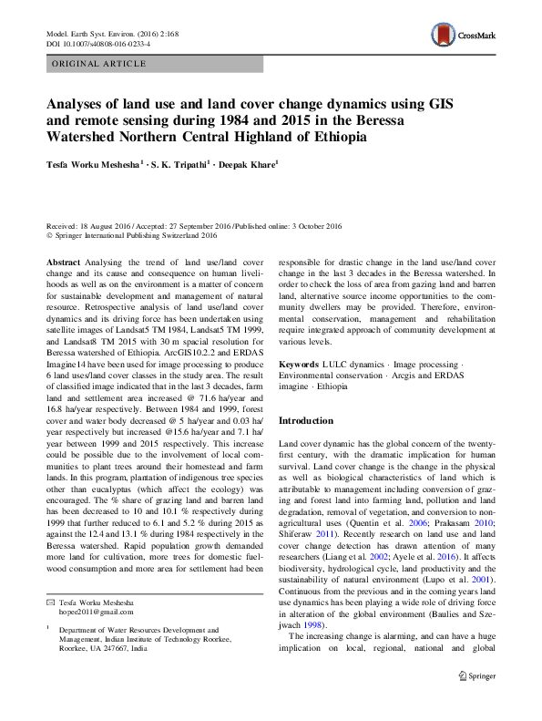 (PDF) Analyses of land use and land cover change dynamics using GIS and ...