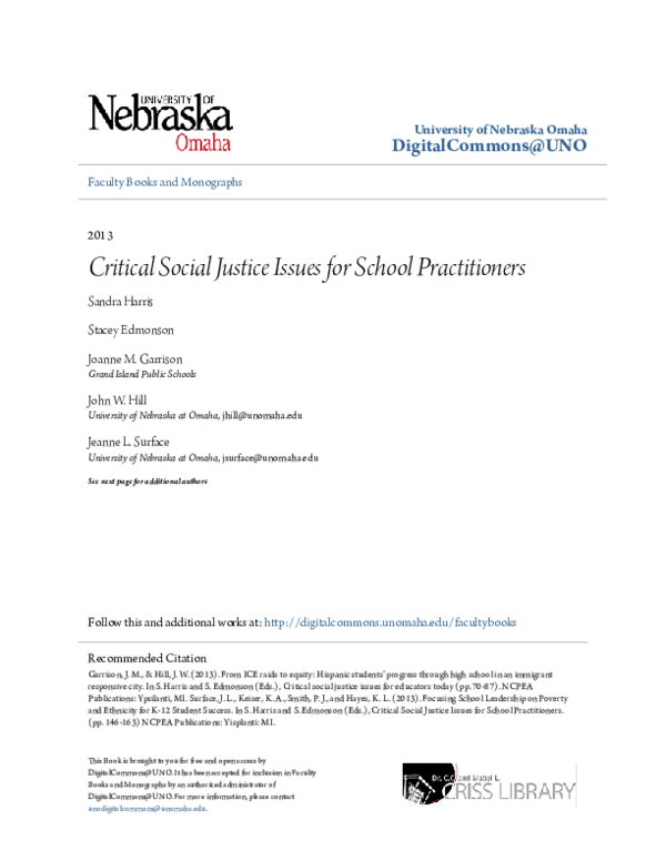(PDF) Critical Social Justice Issues for School