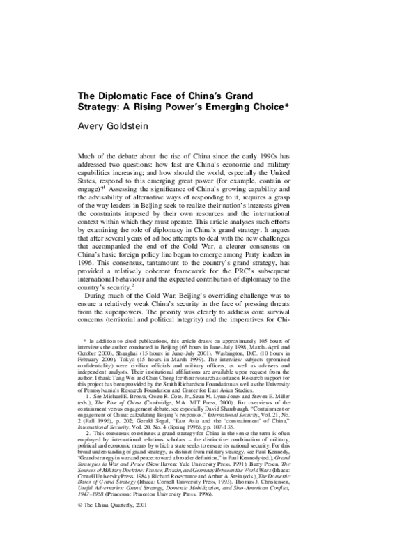 (PDF) The diplomatic face of China's grand strategy: a rising power's ...