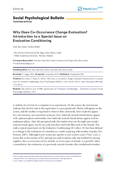 (PDF) Why Does Co-Occurrence Change Evaluation? Introduction to a ...