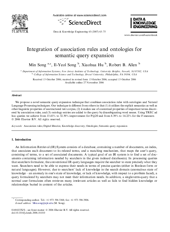 (PDF) Integration of association rules and ontologies for semantic ...