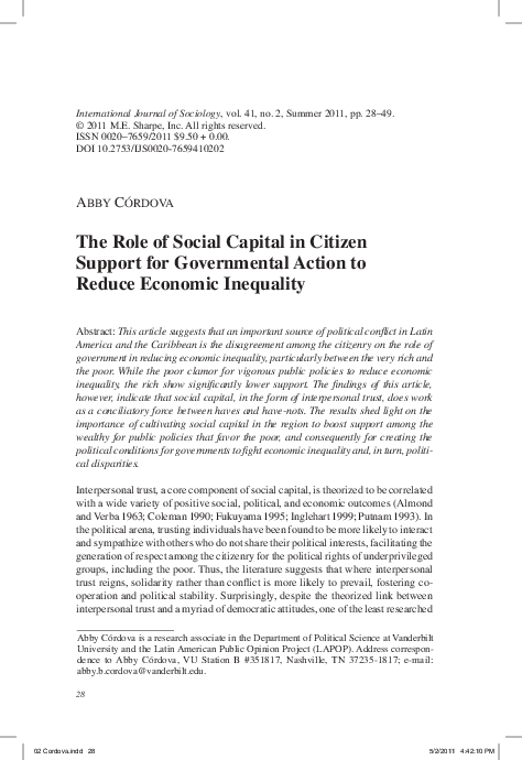(PDF) The Role of Social Capital in Citizen Support for Government ...