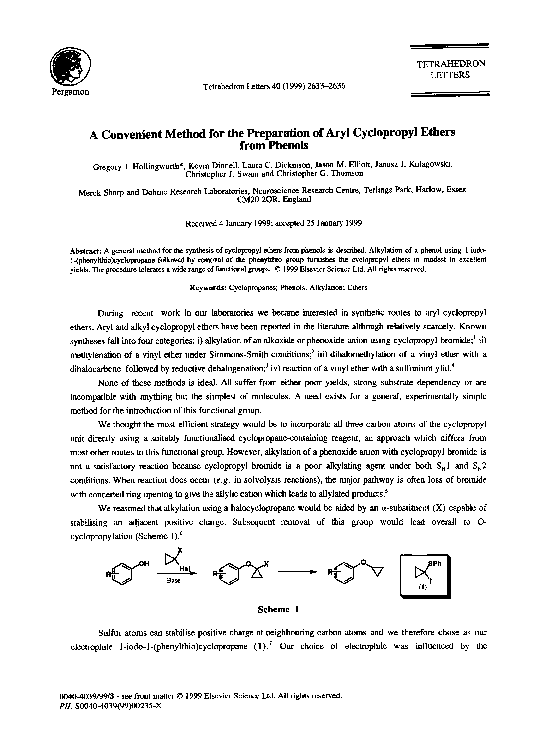 (PDF) A Convenient Method for the Preparation of Aryl Cyclopropyl ...