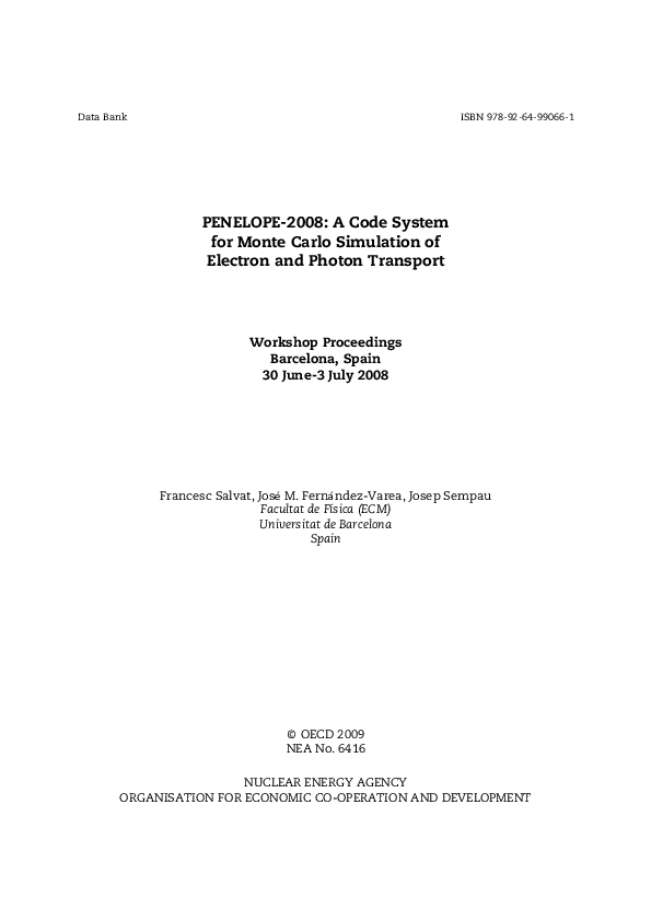 (PDF) PENELOPE: A code system for Monte Carlo simulation of electron ...