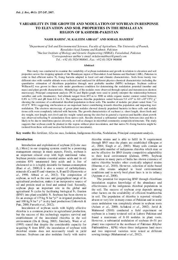 (PDF) Variability in the Growth and Nodulation of Soybean in Response ...