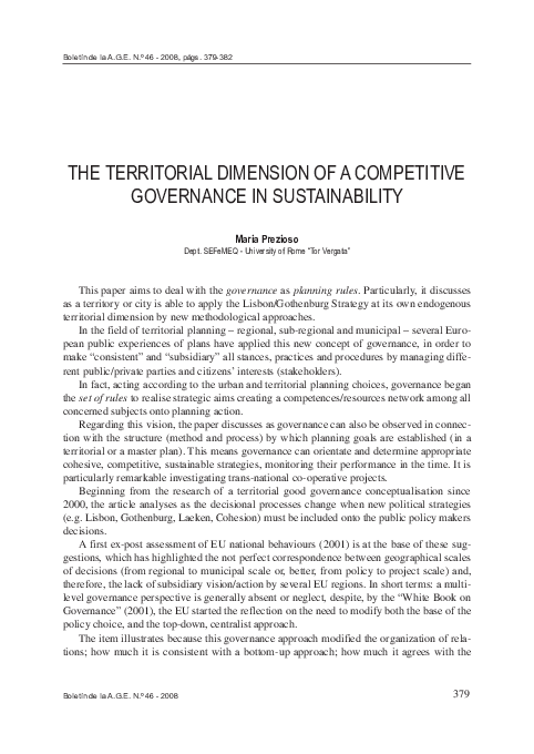 (PDF) The territorial dimension of a competitive governance in ...