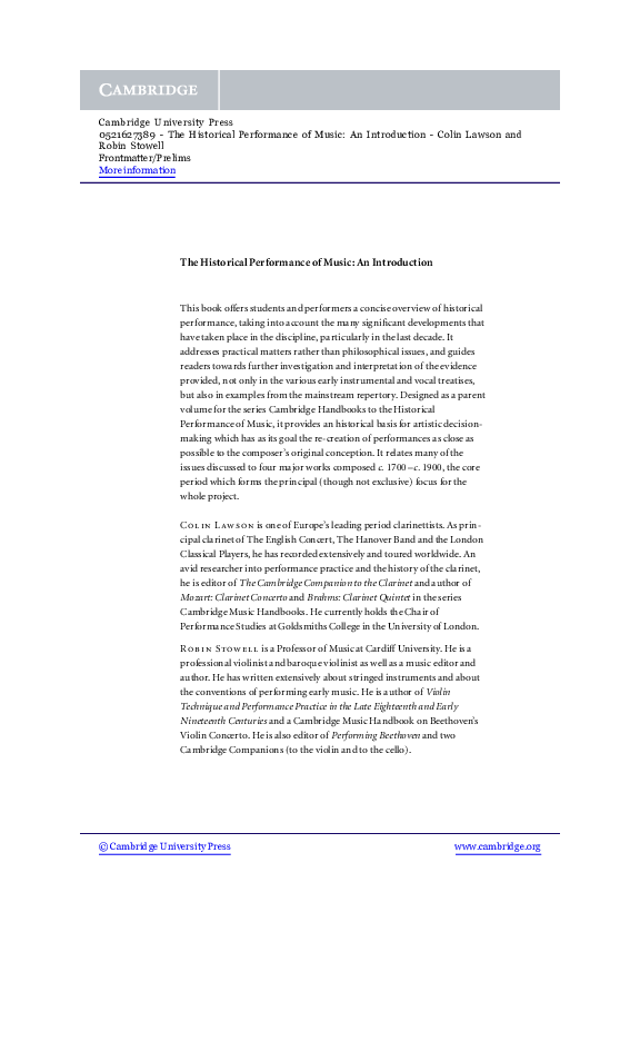 (PDF) The historical performance of music: an introduction