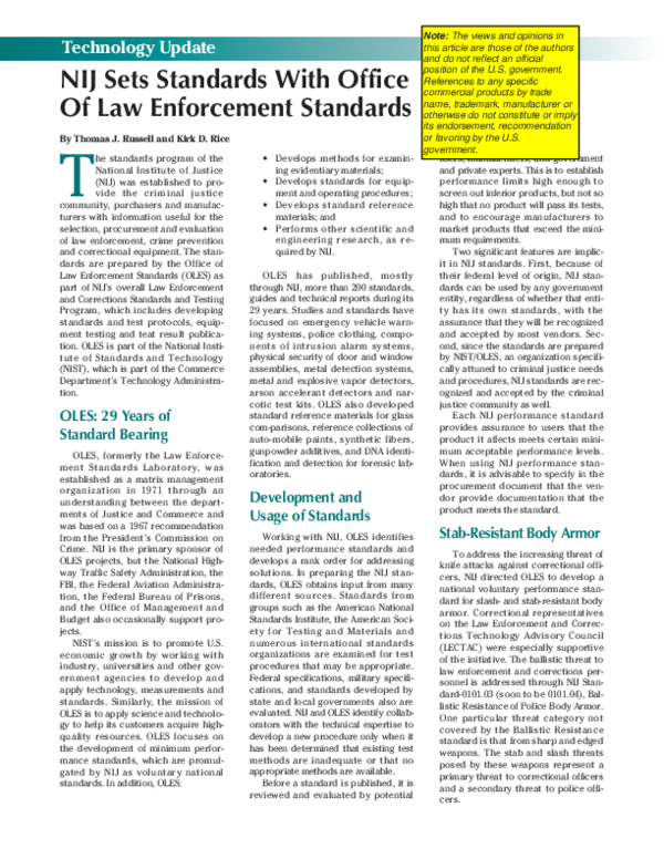 NATIONAL INSTITUTE OF STANDARDS AND TECHNOLOGY NIST OFFICE OF LAW ENFORCEMENT STANDARDS OLES visual data 6