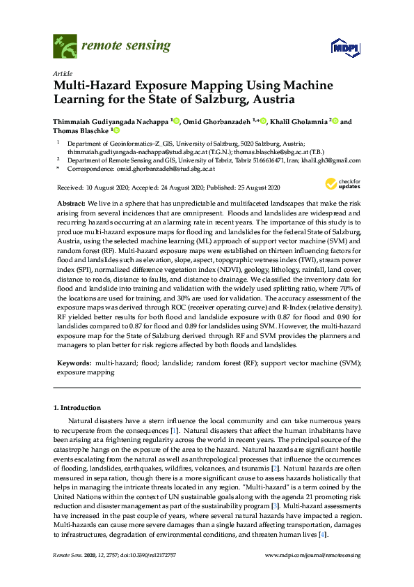 (PDF) Multi-Hazard Exposure Mapping Using Machine Learning for the ...
