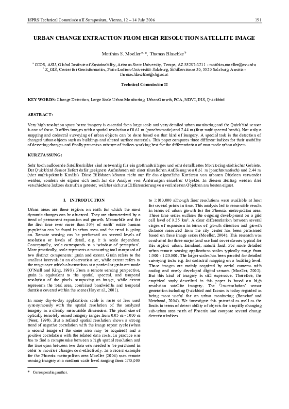 (PDF) Urban Change Extraction from High Resolution Satellite Imagery