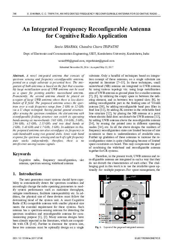 (PDF) An Integrated Frequency Reconfigurable Antenna for Cognitive ...